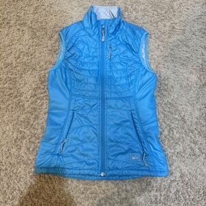 REI Vest Womens XS Blue PrimaLoft Quilted Insulated Packable Pertex Outdoor